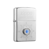 ZIPPO 煤油打火机 拉丝镀银 如意石 如意石-蓝