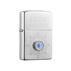 ZIPPO 煤油打火机 拉丝镀银 如意石 如意石-蓝