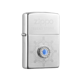 ZIPPO 煤油打火机 拉丝镀银 如意石 如意石-蓝