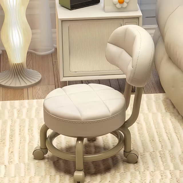 霓峰 圆凳 细管塑料支架 米白