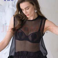 安莉芳 单层围玫瑰杯兔耳朵文胸女大胸显小防凸点内衣 纯黑色MX1 75C  34/75C