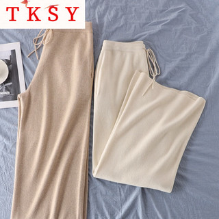  TKSY 阔腿 女士毛呢针织裤 卡其色毛呢针织裤 M 155-160