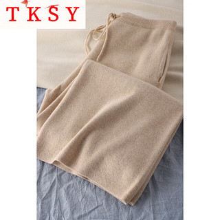  TKSY 阔腿 女士毛呢针织裤 卡其色毛呢针织裤 M 155-160