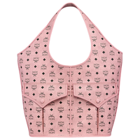 MCM Aren桃花粉色印花购物袋单肩大包 桃花粉