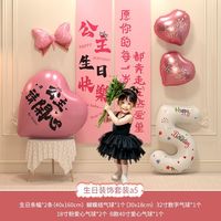 渡鹊桥 10岁公主生日背景布挂布条幅女孩儿童派对场景布置 5岁公主条幅+气球