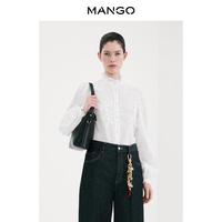 MANGO 女装衬衫2026春装刺绣荷叶边法式小立领内搭衬衣