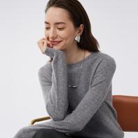 鹿王 25纯色简约百搭时尚休闲长袖圆领女羊绒衫