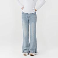 安奈儿 童装女童开叉微喇牛仔裤2026春新款甜酷显瘦弹力含蕾丝腰带