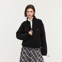 欧时力 秋装 摇粒绒半拉链立领休闲宽松内搭卫衣女