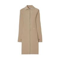 BURBERRY 时尚极简休闲风翻领长袖弹力修身竖纹拉链连衣裙