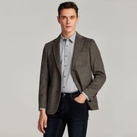 百亿补贴：沙驰 男装23秋季新款商务西装外套条纹保暖抗皱毛呢西服男
