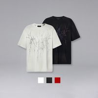 百亿补贴：ROCAWEAR 夏季美式潮牌异形烫钻LOGO水洗破坏短袖T恤宽松半袖上衣