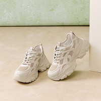 PLUS会员、国家补贴：百思图 透气轻便厚底老爹鞋 D3867AM6 杏色 36