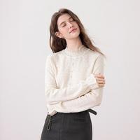 百图 女士高领提花毛衣