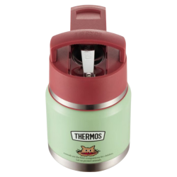 THERMOS 膳魔师 316L不锈钢 儿童保温杯 饭盒 勺 滑盖焖烧罐 410ml 绿色