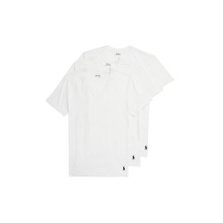 RALPH LAUREN POLO RALPH LAUREN 男士4D弹性透气棉质莫代尔V领汗衫 四向拉伸 腋下网眼透气 3件装 白色克鲁斯海军蓝