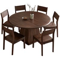  QuanU/全友 实木框架 新中式餐桌椅组合 胡桃色|圆餐桌+餐椅*6(无转盘)