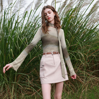 三彩 网纱 女士上衣