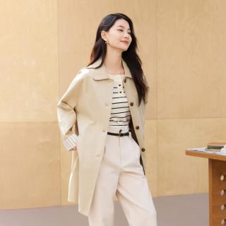 茵曼 100%棉 女士风衣