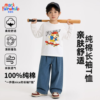  MARK FAIRWHALE/马克华菲 纯棉 儿童长袖T恤 M小狗滑板白色 130