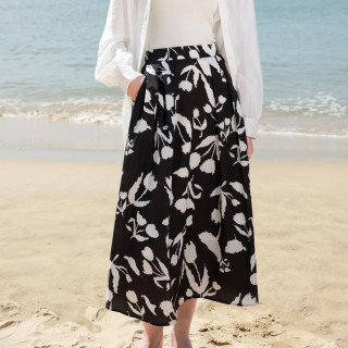 三彩 高腰松紧 女士半身裙