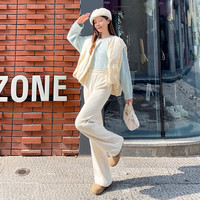 JEANSWEST/真维斯 加绒保暖 女士休闲裤 深灰#纯色 【加绒保暖】 XL