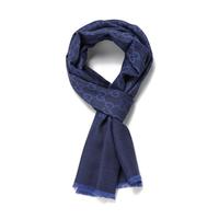 值友专享：GUCCI 【真丝羊毛混纺】意大利经典双G双面短流苏围巾披肩