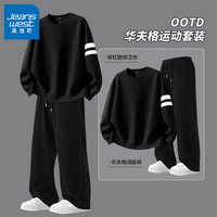 真维斯 春季运动套装 黑+黑 纯色 L