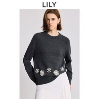 LILY/丽丽 手工蕾丝雪花钩花 女士针织衫