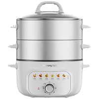 九阳 电蒸锅13L三层大容量不锈钢加大蒸笼蒸锅GZ162