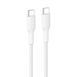 贝尔金 60W Type-C to Type-C快充数据线 1米 白色 织款