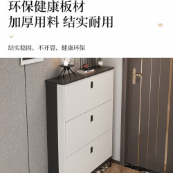 家世华 超薄入户门鞋柜进门一体靠墙翻斗式轻奢灰60*17*120cm
