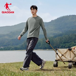  QIAODAN/乔丹 透气 男士长袖T恤 石径灰 170/M