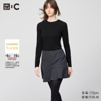 优衣库 羊绒混纺 女士圆领T恤 478955/09黑色 XS