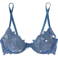 Fleur du Mal Lily 缎布边饰刺绣弹力绢网带钢圈文胸 蓝色 75C