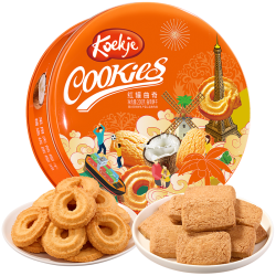 华美 生椰味海盐黄油味 黄油曲奇饼干 层层酥脆抹茶鸡蛋卷270g