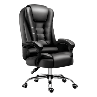 移动端、京东百亿补贴：全品屋 按摩 老板椅 搁脚 经典黑老板椅