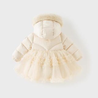  DAVE&BELLA/戴维贝拉 三防 儿童羽绒服 连帽 可拆毛领
