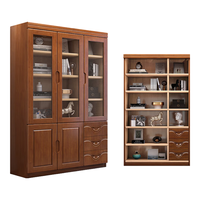  ZHONGWEI/中伟 整墙落地 实木书柜 三抽书架 三抽胡桃色1.2m