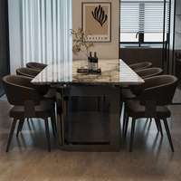 语森忆 餐桌长方形家用餐桌椅小户型饭桌 大理石餐桌/芬迪脚+8椅 2x1x0.75m