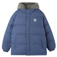 唐狮 217g高充绒 拼接仿羊羔连帽羽绒服 男女同款