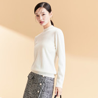  春竹 100%纯羊毛 女士羊毛衫 欧白 半高领套衫 M 95CM
