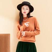  春竹 100%纯羊毛 女士羊毛衫 御枯红 半高领套衫 M 95CM