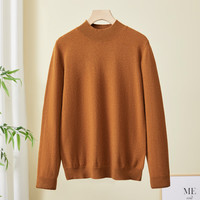  春竹 100%纯羊毛 女士羊毛衫 格金驼 半高领套衫 M 95CM