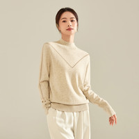  春竹 100%纯羊毛 女士羊毛衫 驼色 半高领套衫 3XL 115CM