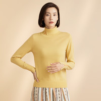  春竹 100%纯羊毛 女士羊毛衫 黄绿 高领套衫 M 95CM