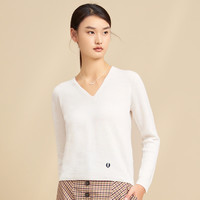  春竹 100%纯羊毛 女士羊毛衫 新白色 V领套衫 L 100CM
