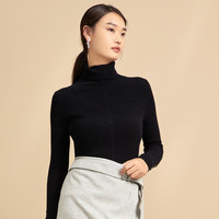  春竹 100%纯羊毛 女士羊毛衫 特黑2 高领套衫 3XL 115CM
