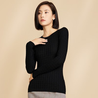  春竹 100%纯羊毛 女士羊毛衫 黑色4 圆领套衫 3XL 115CM