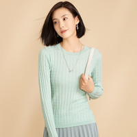  春竹 100%纯羊毛 女士羊毛衫 铜绿色 圆领套衫 3XL 115CM